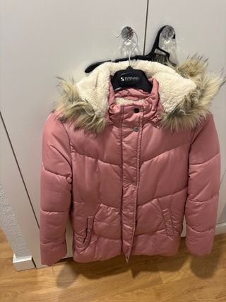 Chaquetón acolchado rosa con capucha Talla 13-14