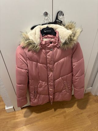Chaquetón acolchado rosa con capucha Talla 13-14