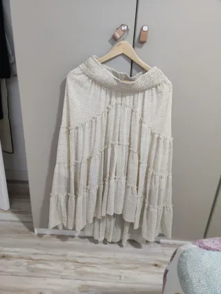 Falda gasa boho larga asimétrica
