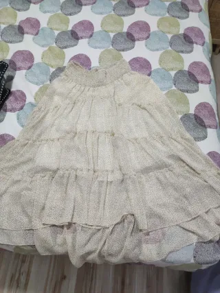 Falda gasa boho larga asimétrica