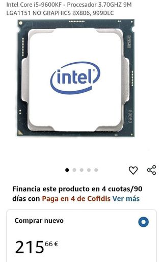 Intel Core i5-9600KF 3,70 GHz Procesador 6 núcleos