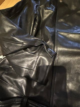 Cazadora Biker Oversize Polipiel Negra Talla M