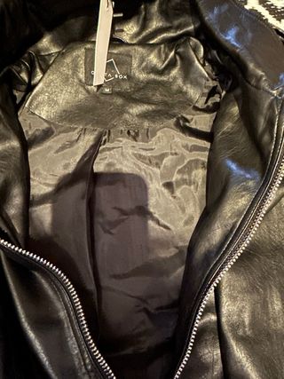 Cazadora Biker Oversize Polipiel Negra Talla M