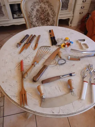 Set Utensili Cucina Legno Metallo vintage