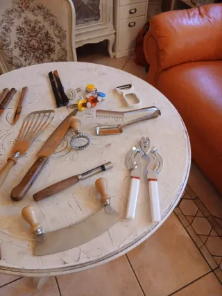 Set Utensili Cucina Legno Metallo vintage