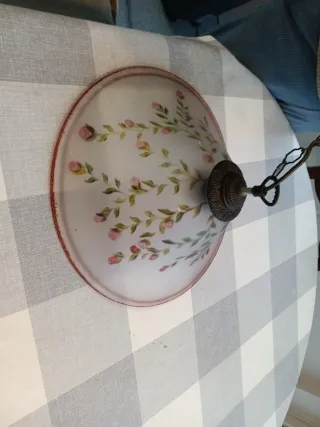 Lámpara colgante cristal flores rosas