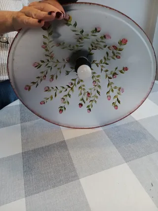 Lámpara colgante cristal flores rosas