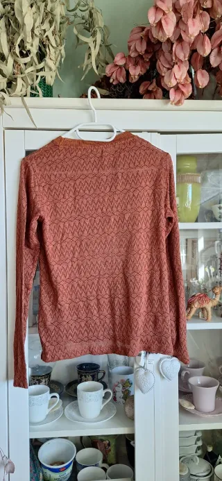 Jersey fino crochet marrón/naranja