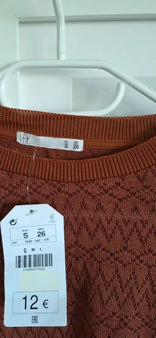 Jersey fino crochet marrón/naranja