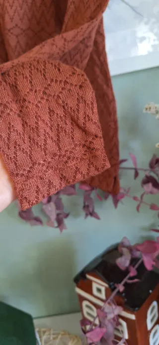 Jersey fino crochet marrón/naranja