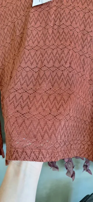 Jersey fino crochet marrón/naranja