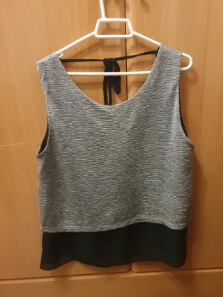 Blusa fiesta plateada y negra