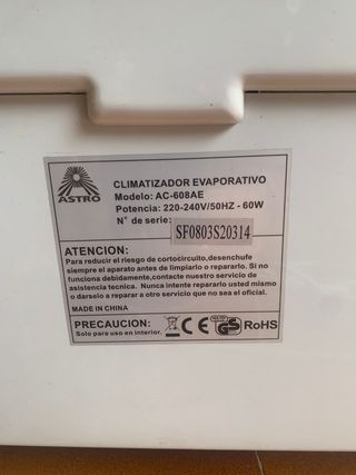 Climatizador/Humidificador Evaporativo Astro