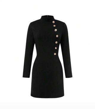 Vestido negro con botones dorados