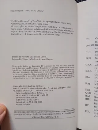 Cold cold Ground. Adrian McKinty (Novela negra)