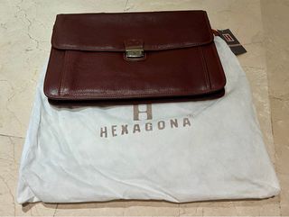 Cartera piel Hexagona Marrón