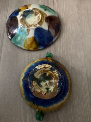 Tazón sopero con plato de cerámica taza roto un po