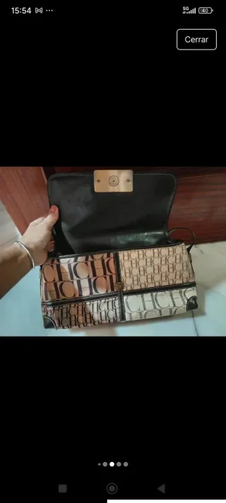 Bolso Carolina Herrera CH Logo Beige Marrón