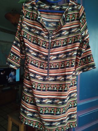 Vestido estampado étnico cremallera