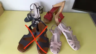 Lote 3 sandalias piel mujer talla 38 a 2€ cada una