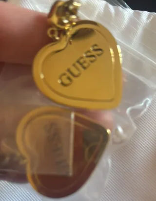 Pendientes Guess Corazón Oro y Blanco