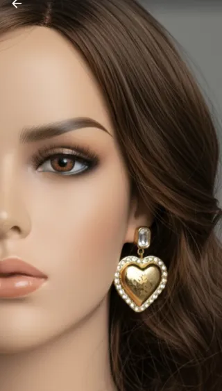 Pendientes Guess Corazón Oro y Blanco