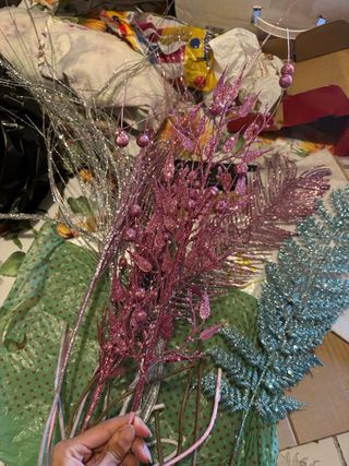 Decorazioni Natalizie Glitter Rosa e Argento