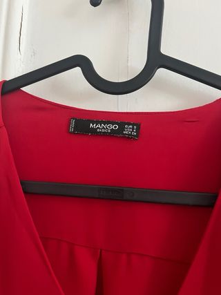 Blusa Mango Roja Manga Larga Mujer
