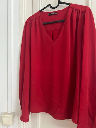 Blusa Mango Roja Manga Larga Mujer