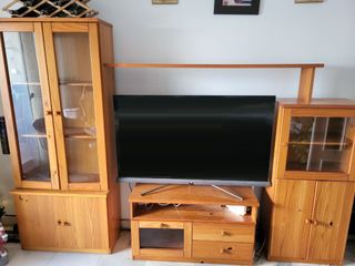 Mueble de salón completo de madera de pino