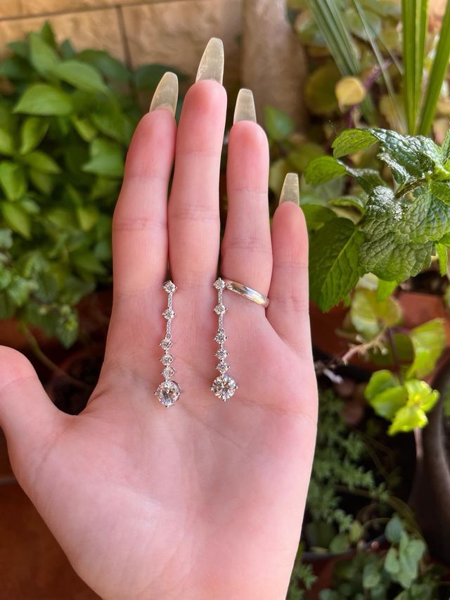 Pendientes largos plata moissanitas 3Ct