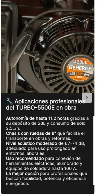 Generador Gasolina Turbo 5500e