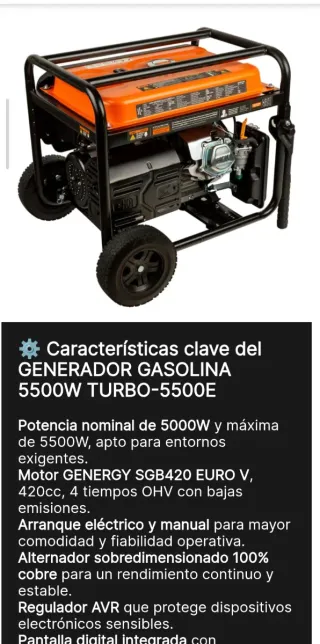 Generador Gasolina Turbo 5500e