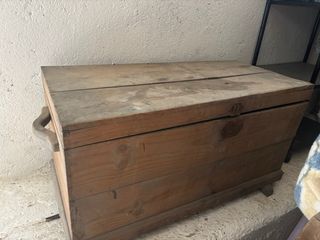 Baúl vintage tela y madera