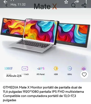 Monitor Portátil GTMEDIA Mate X Dual 11.6