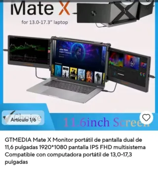 Monitor Portátil GTMEDIA Mate X Dual 11.6