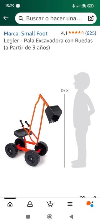 Excavadora con ruedas de juguete Small Foot 3+