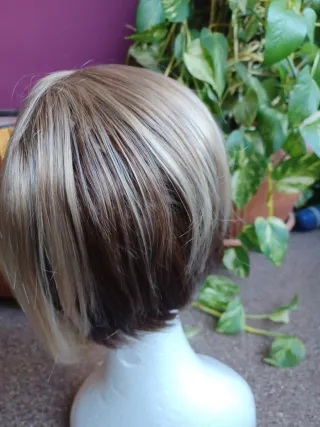 Peluca rubia y castaña