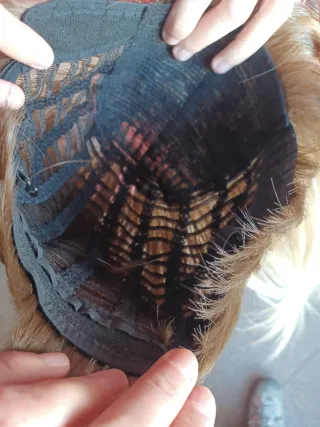 Peluca rubia y castaña