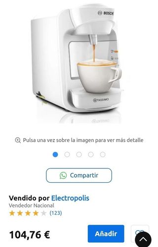 Cafetera Tassimo Bosch TAS3104 blanca