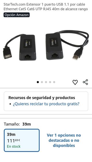 Extensor USB 1.1 hasta 40 m vía Cat5/Cat6 UTP