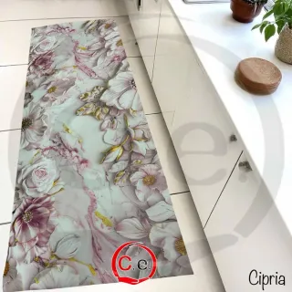 Tappeto cucina floreale oro e rosa