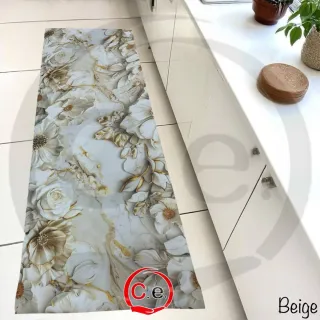 Tappeto cucina floreale oro e rosa