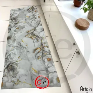 Tappeto cucina floreale oro e rosa