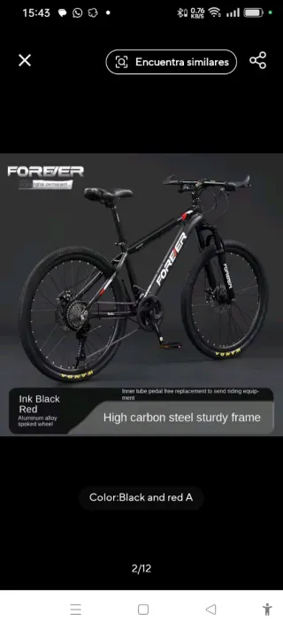 Bicicleta de Montaña Forever Negra y Roja