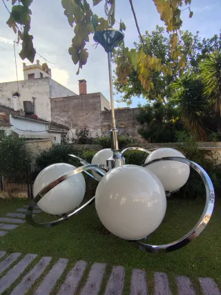 Lámpara vintage Space Age con 4 opalinas