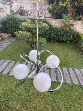 Lámpara vintage Space Age con 4 opalinas