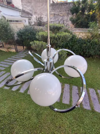 Lámpara vintage Space Age con 4 opalinas