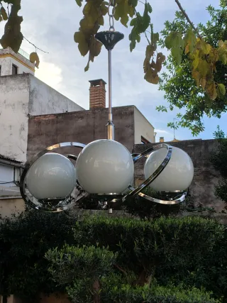 Lámpara vintage Space Age con 4 opalinas