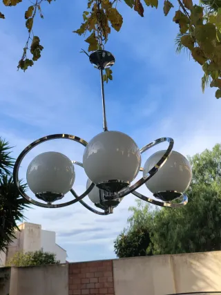 Lámpara vintage Space Age con 4 opalinas